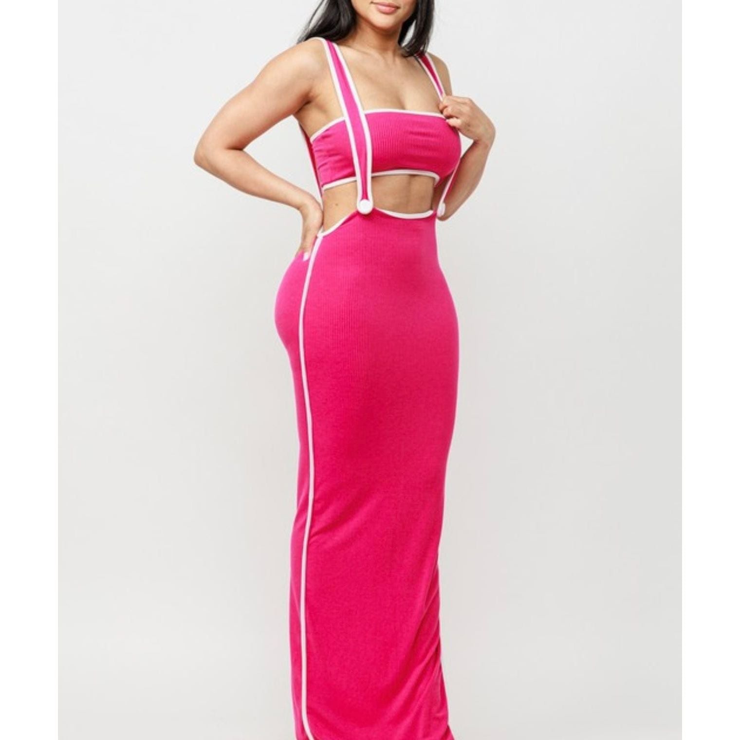 Apparel & Accessories Pink Suspender Dress
