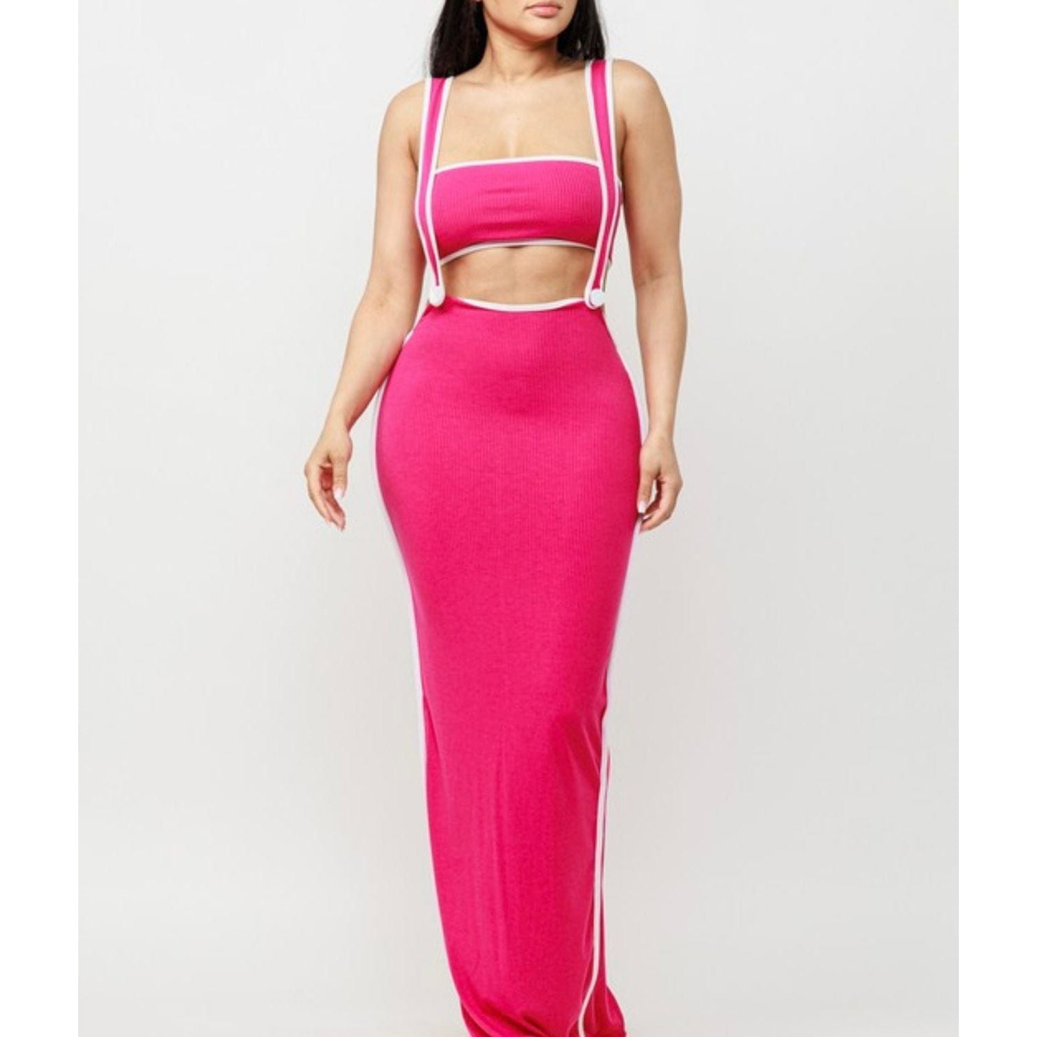 Apparel & Accessories Pink Suspender Dress