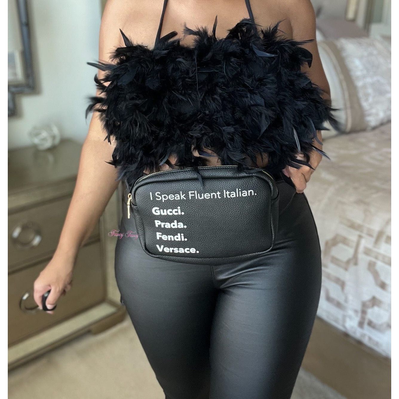 Black Black Fluent Italian Fanny Pack