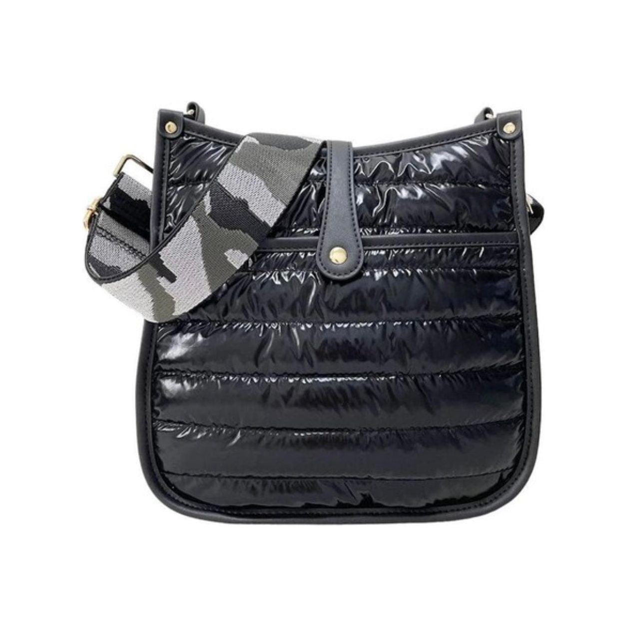 Black (PREORDER-ships 1/31/24) Black Metallic Puffer Crossbody Bag