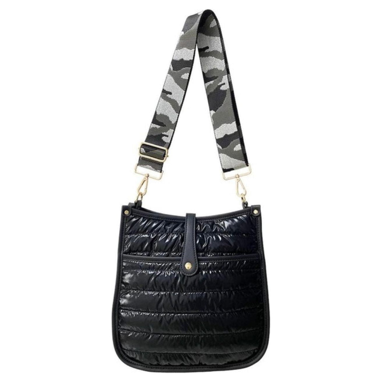 Black (PREORDER-ships 1/31/24) Black Metallic Puffer Crossbody Bag