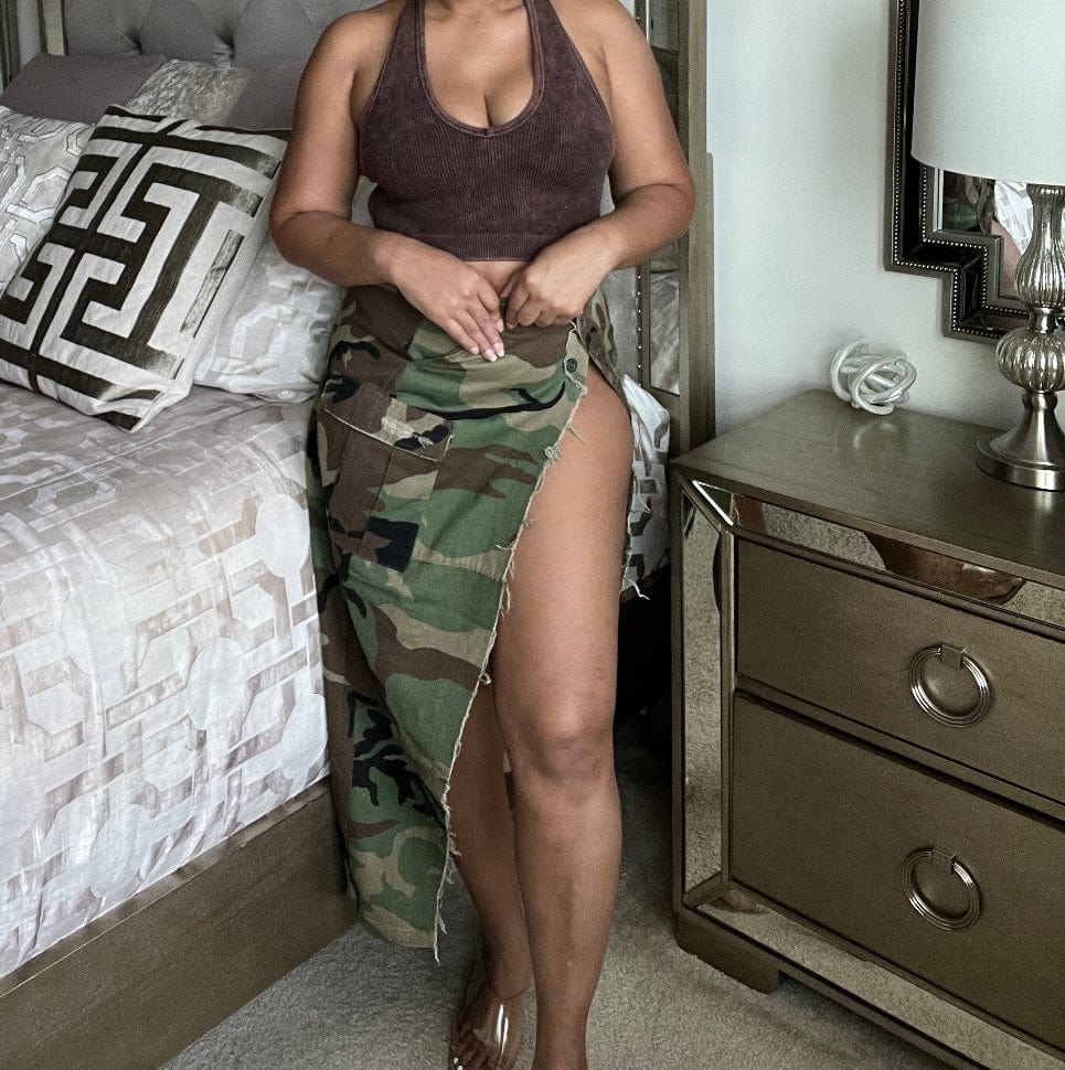 Camo Slit Skirt