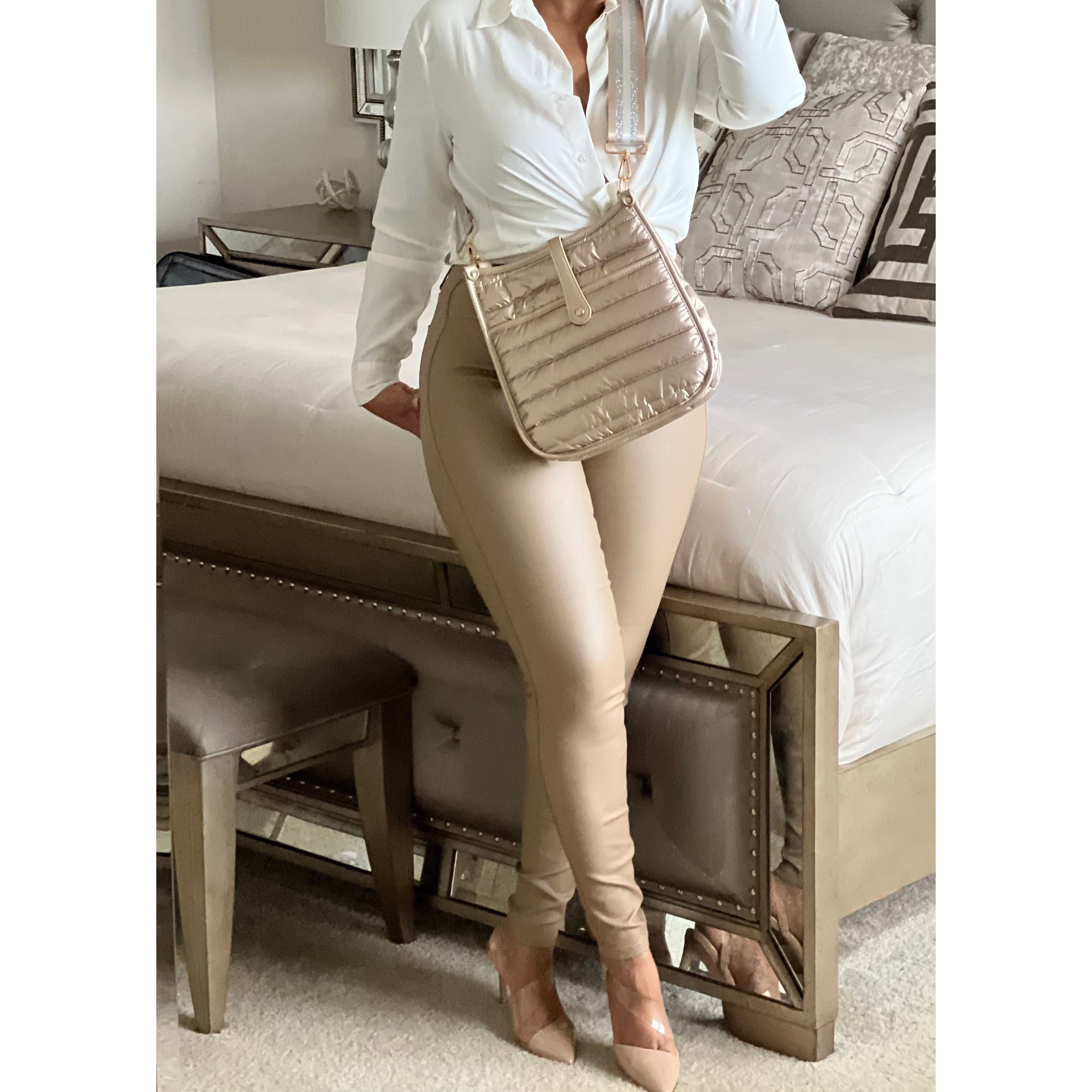 Gold Metallic Puffer Crossbody Bag