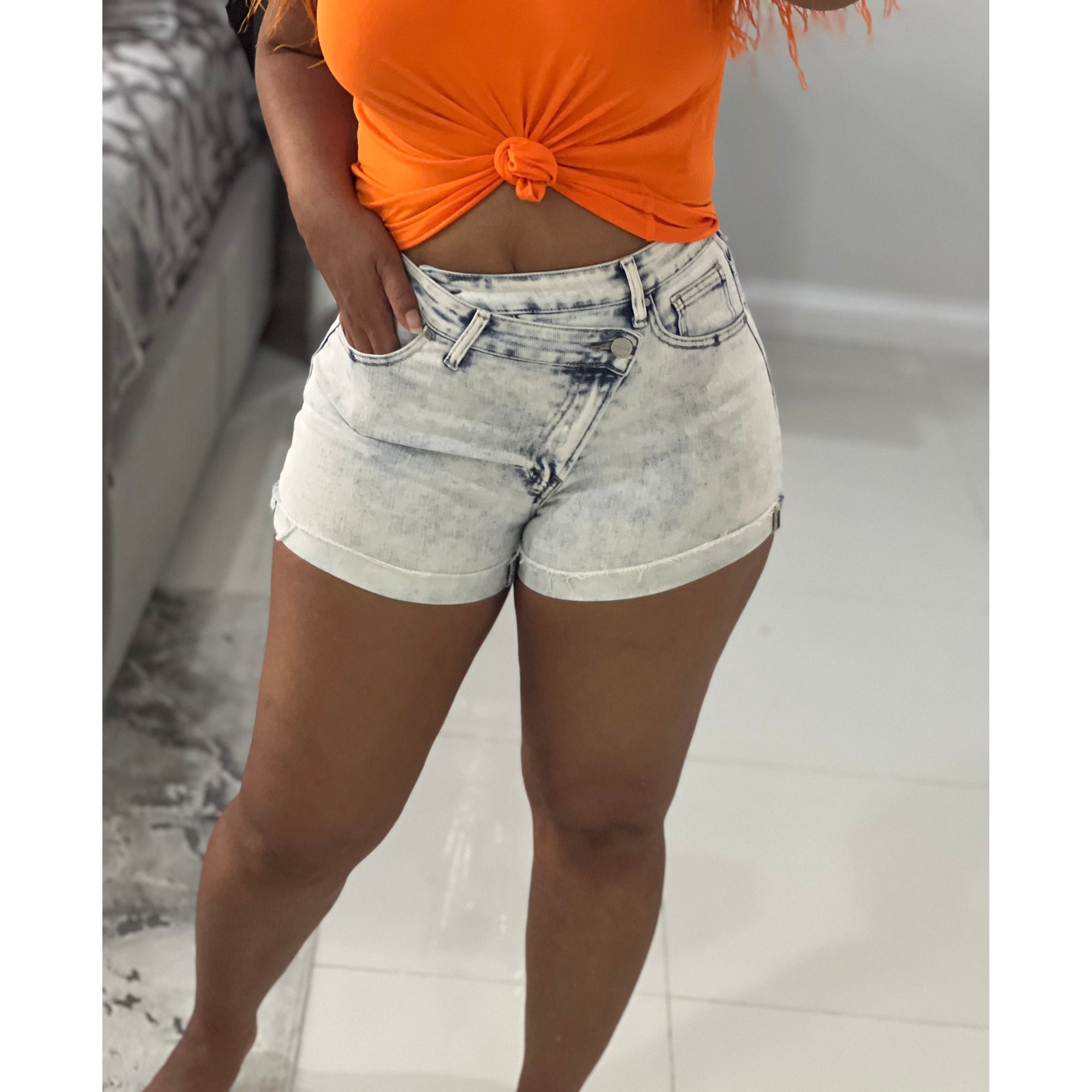 High Rise Cuffed Crossbody Shorts