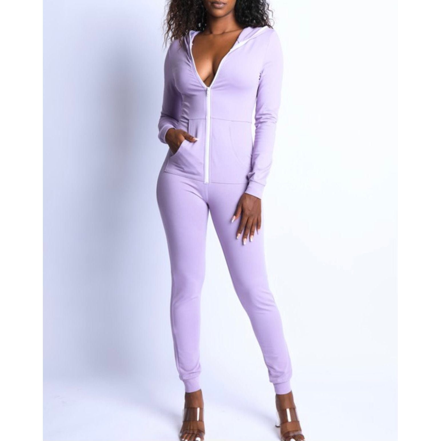 Jumpsuit Lavender Hoodie Jumpsuit