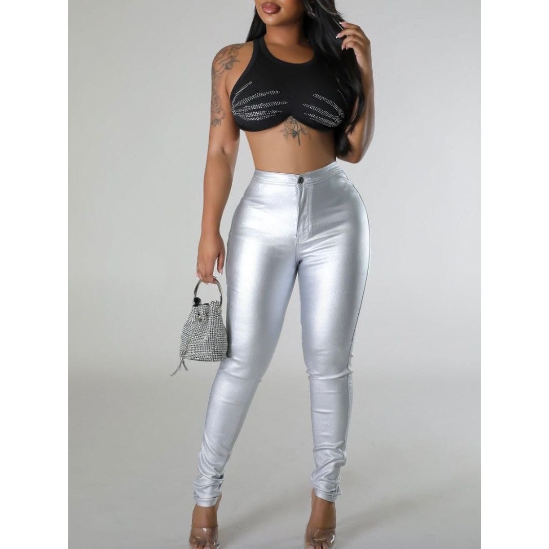 Silver Iridescent Pants