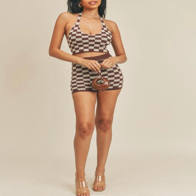 Brown Checkered Set