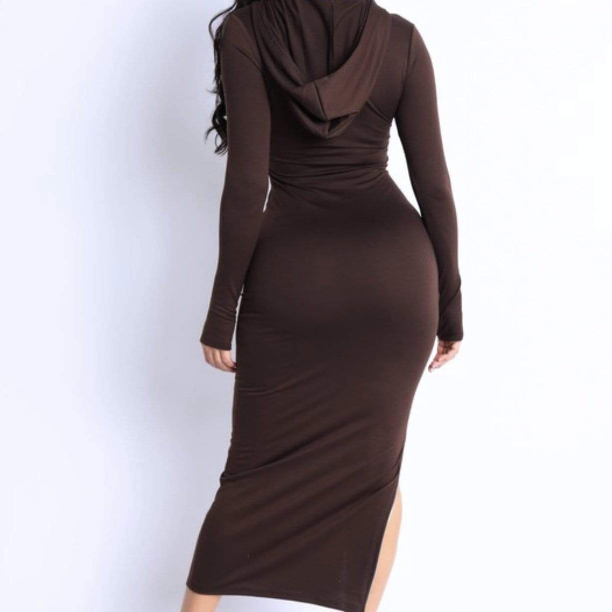 Brown Side Slit Dress