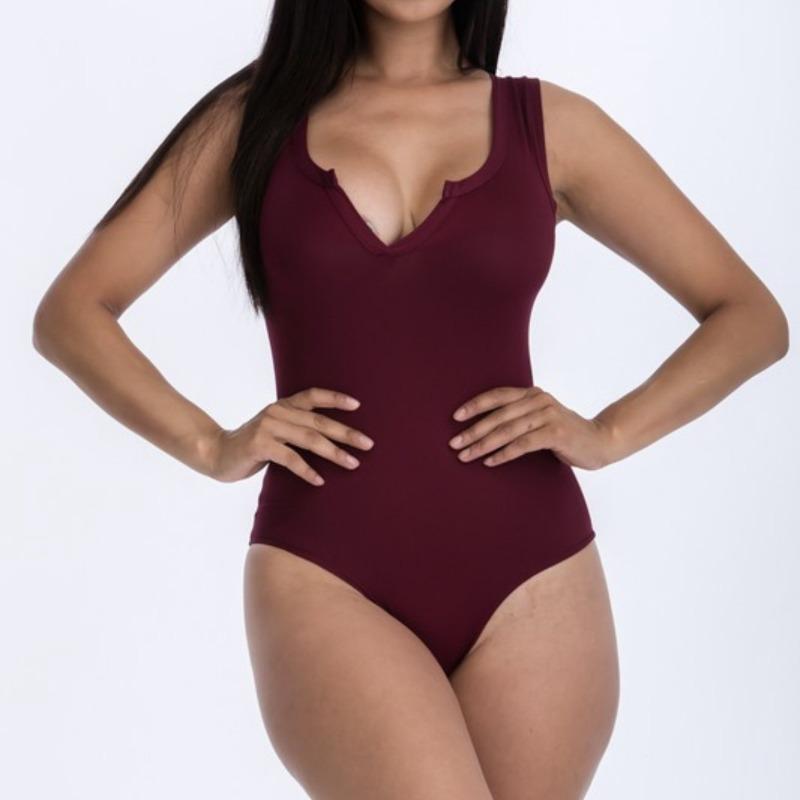 Burgundy Sleeveless Bodysuit