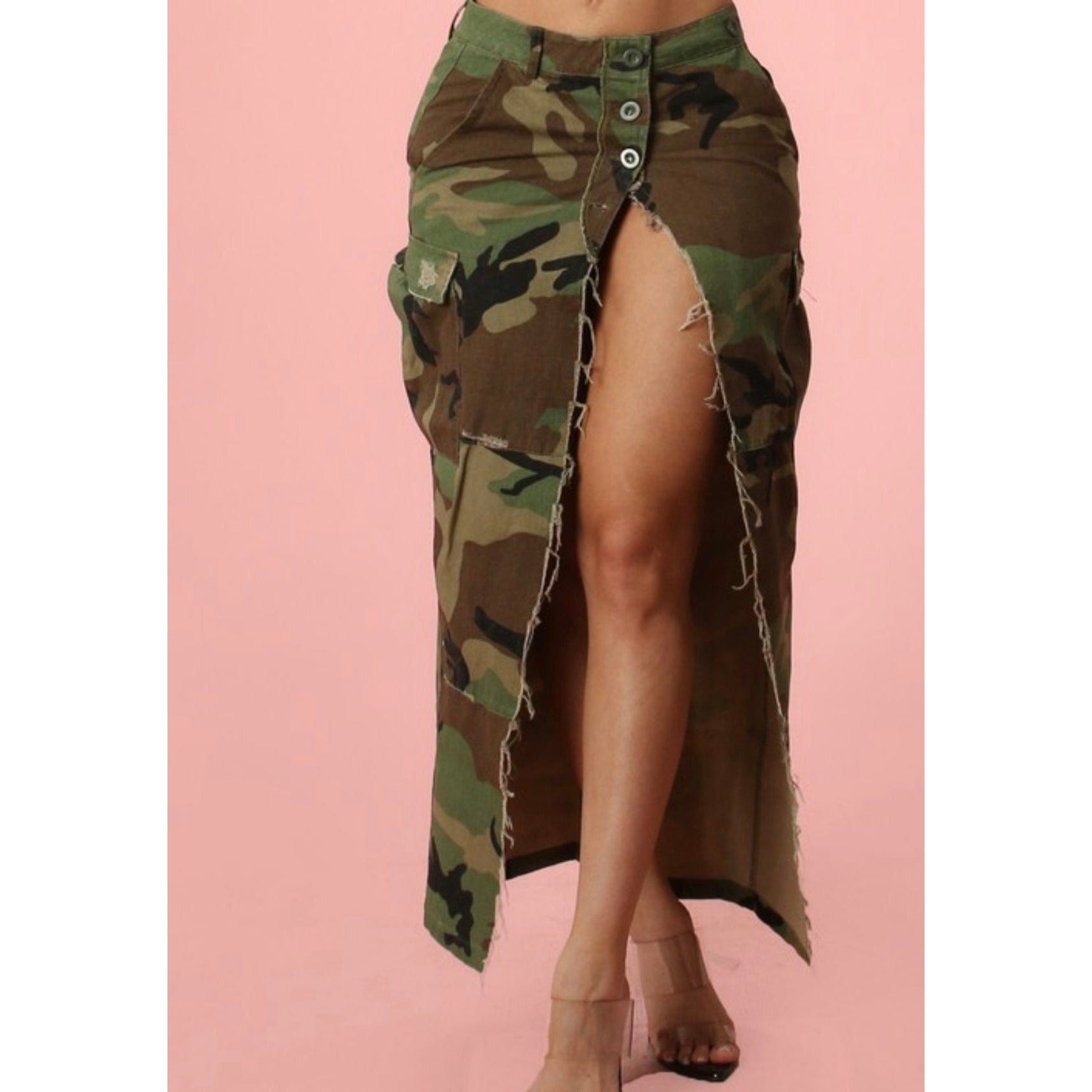 Camo Slit Skirt