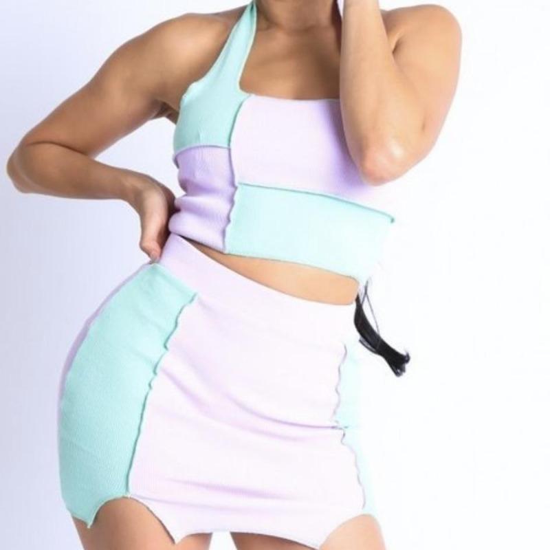 Color Block Skirt Set