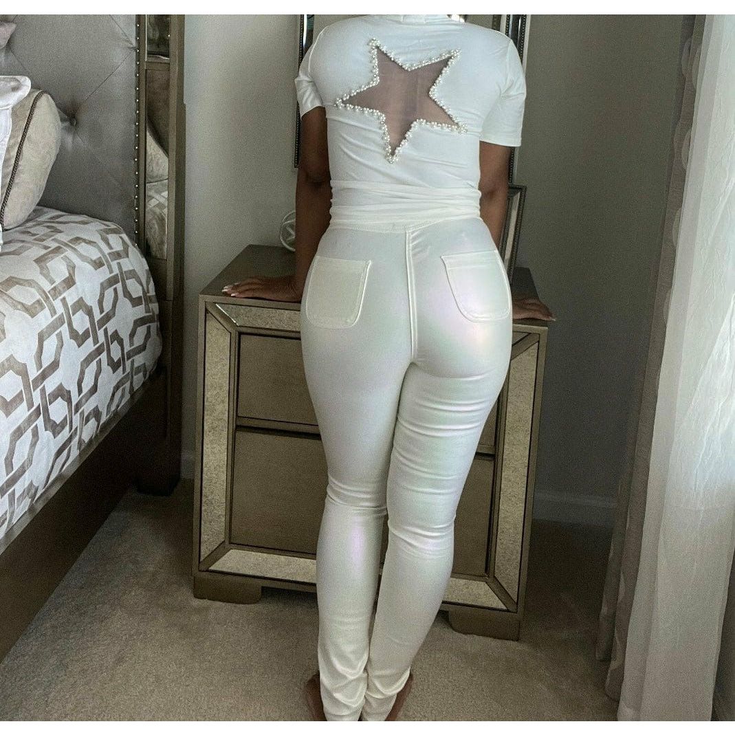 Cream Iridescent Pants