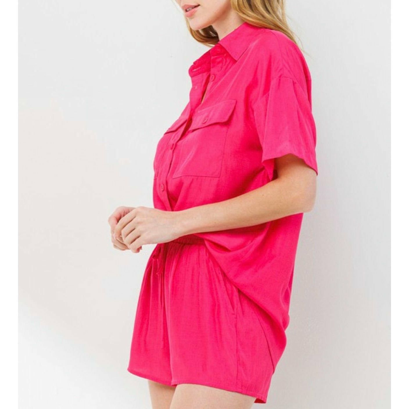 Fuchsia Tencel Shorts Set