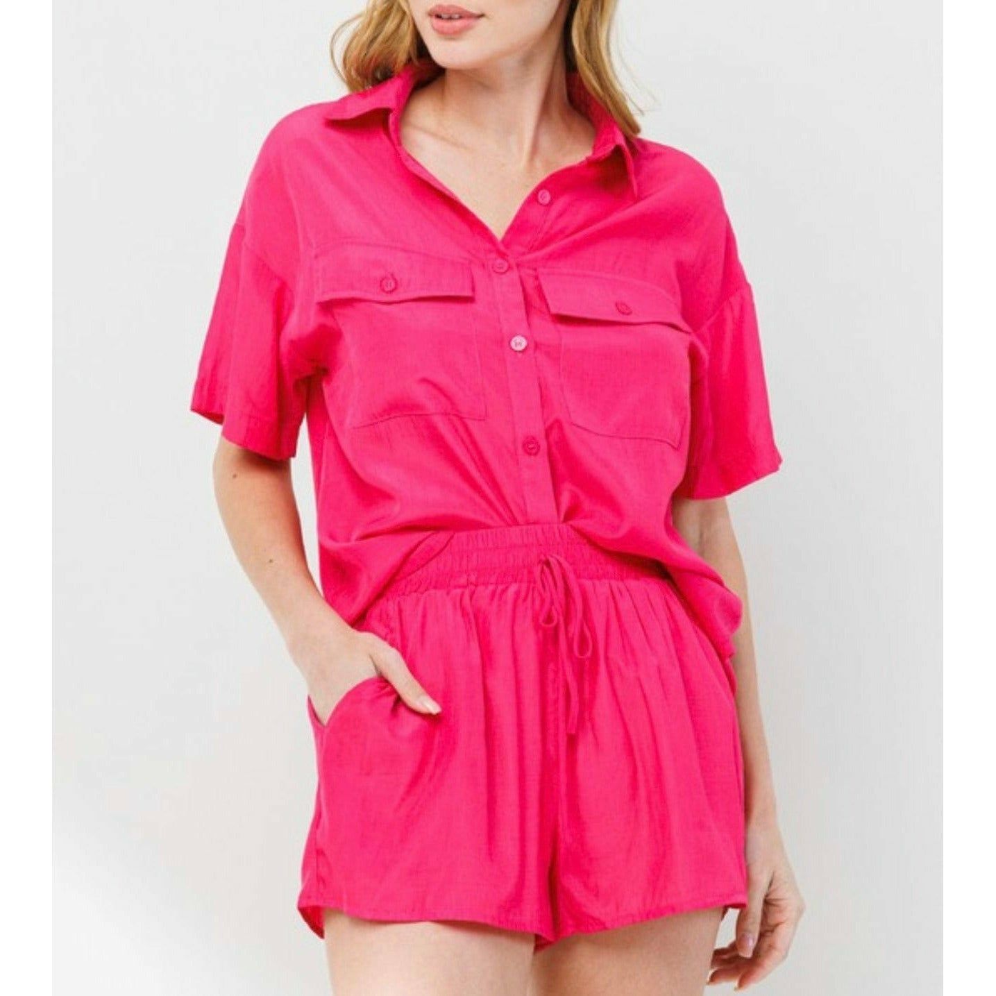 Fuchsia Tencel Shorts Set