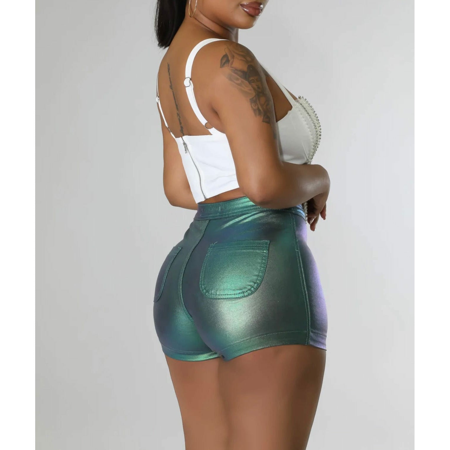 Green Iridescent Shorts