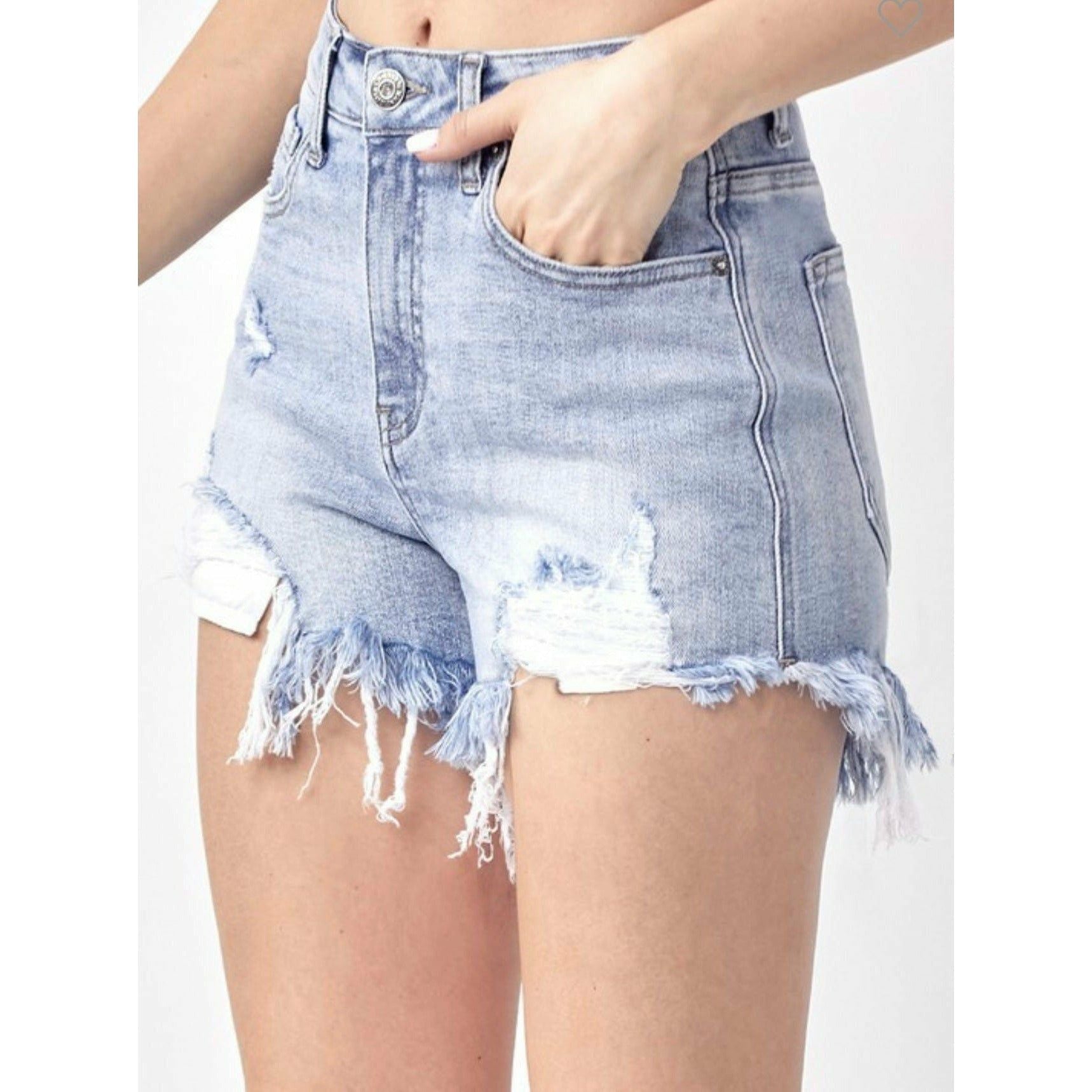 High Rise Distressed Shorts