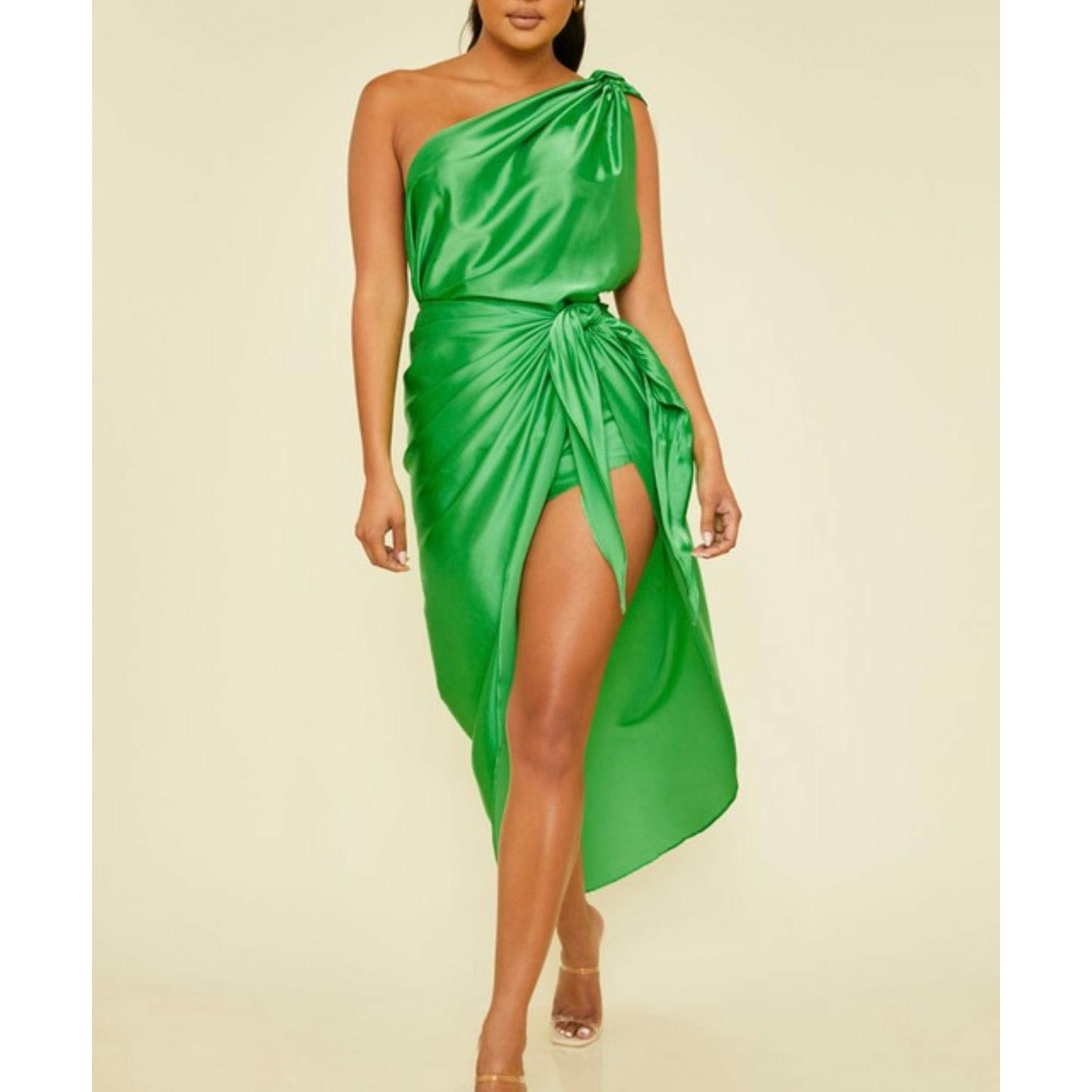 Kelly Green Satin Dress