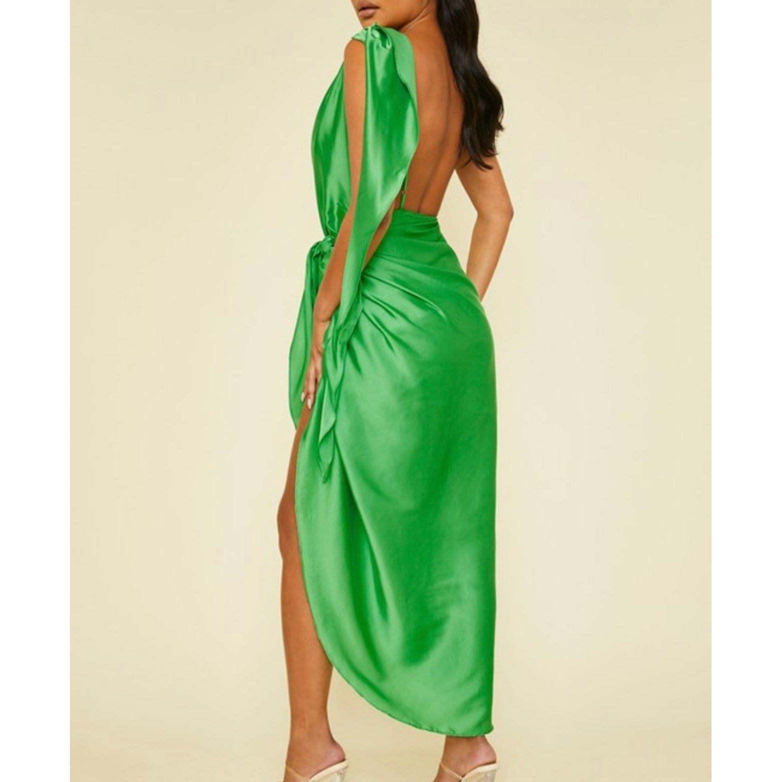 Kelly Green Satin Dress