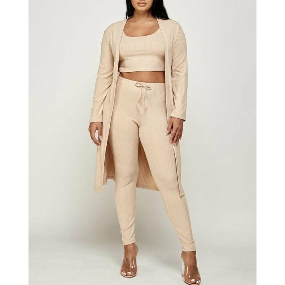 Khaki Cardigan Set