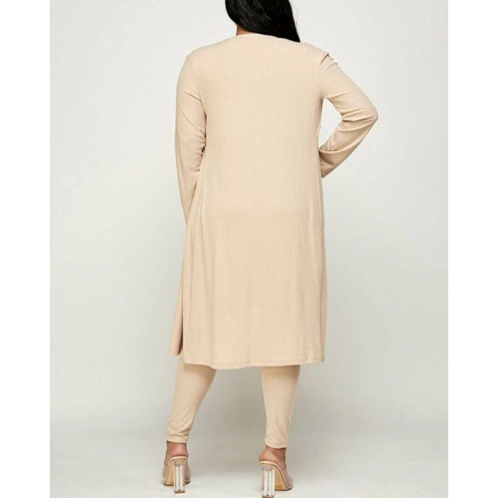 Khaki Cardigan Set