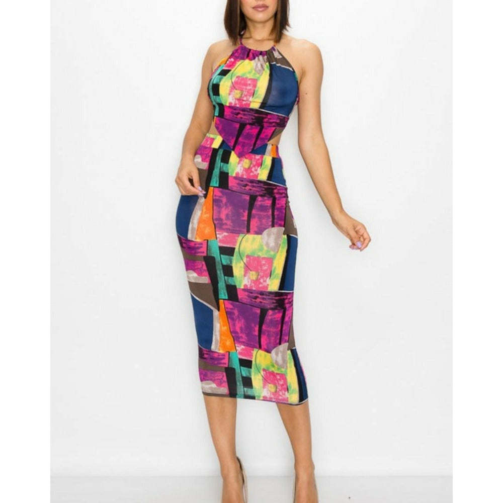 Multi Color Print Skirt Set