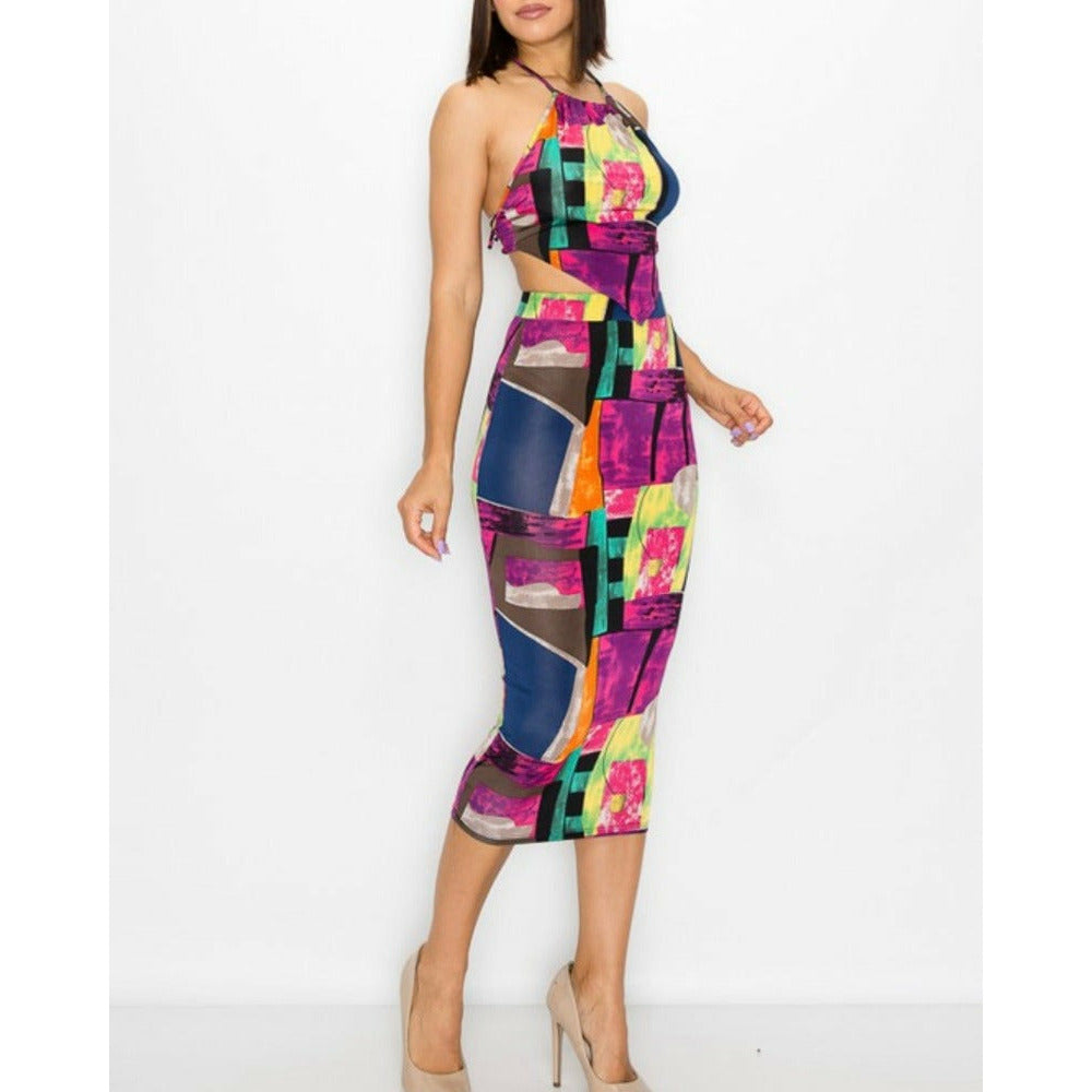 Multi Color Print Skirt Set