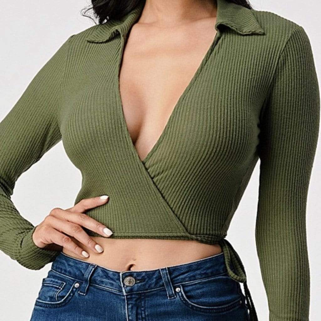 Olive Wrap Top