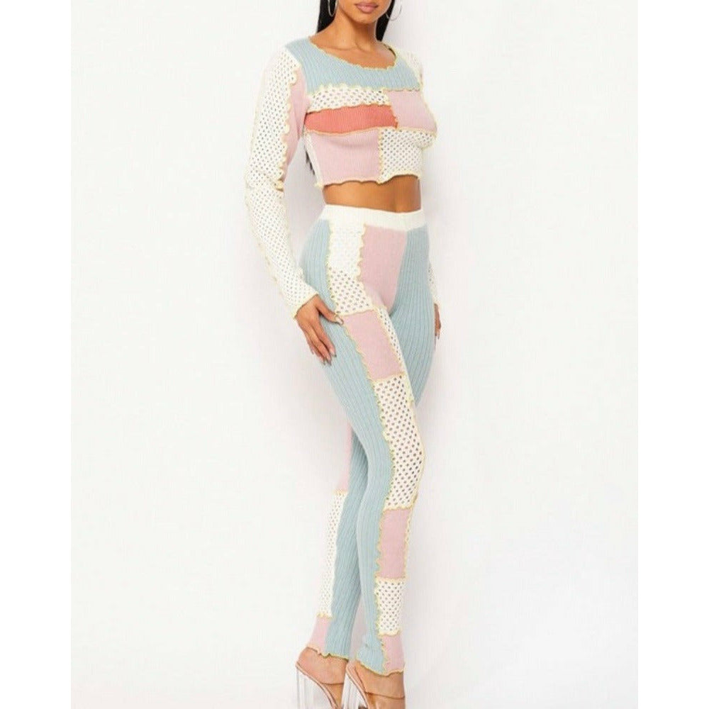 Patchwork Knit Set