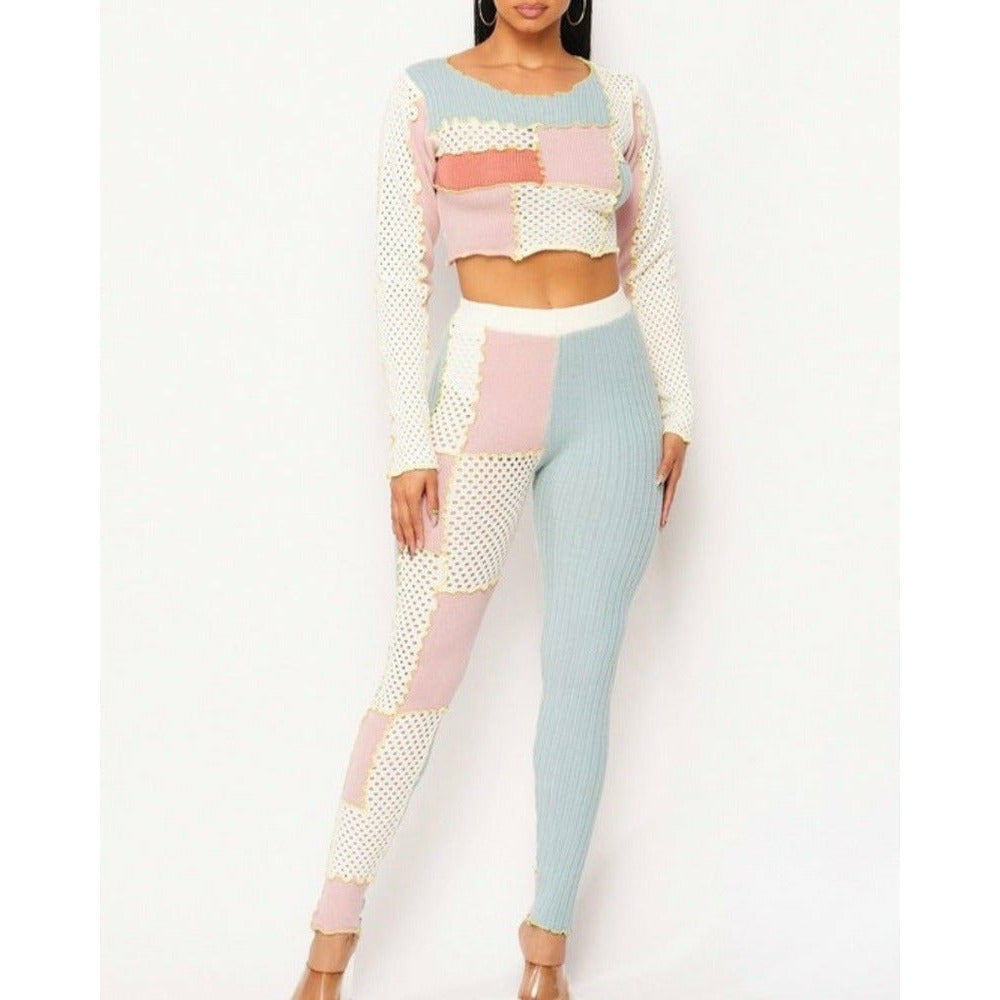 Patchwork Knit Set