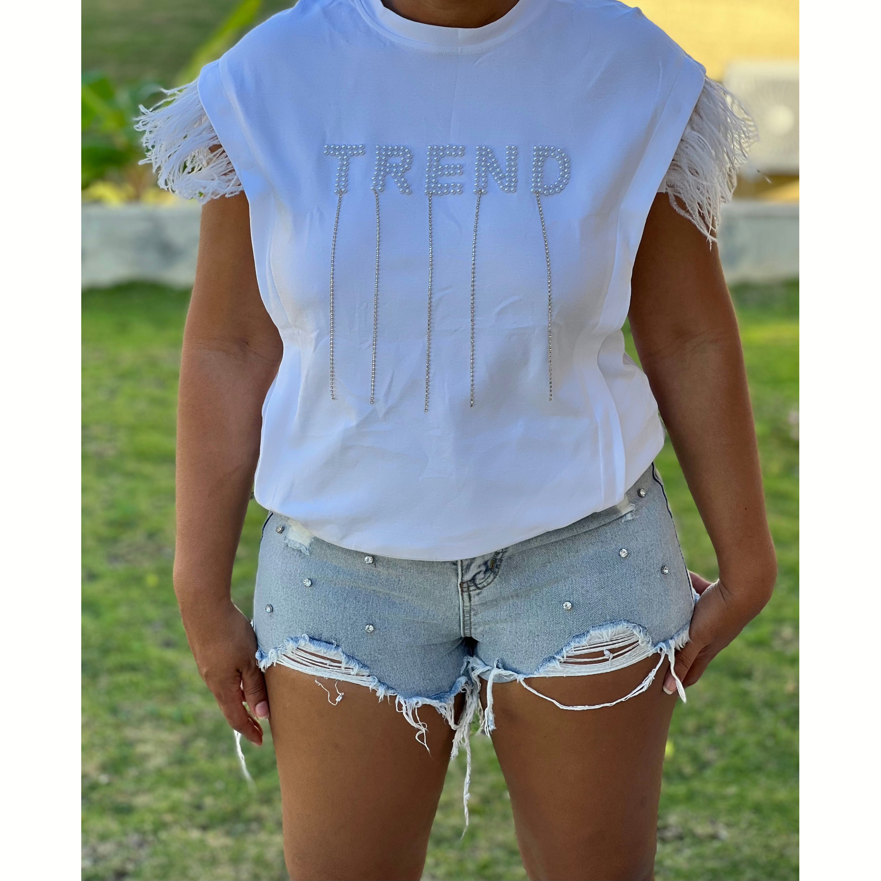 Trend Feather Sleeve Top