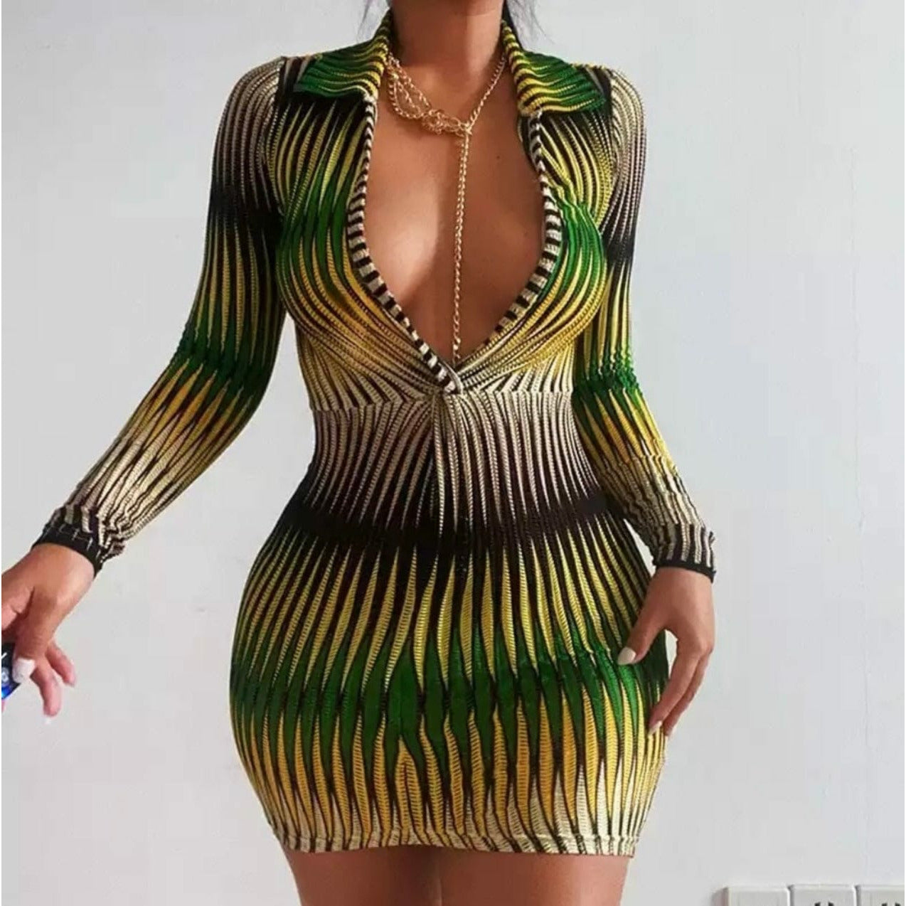 Tropics V Cut Mesh Dress