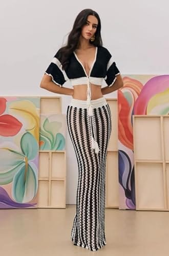 Apparel REASERAL Knit 2 Piece Striped Maxi Skirt Set