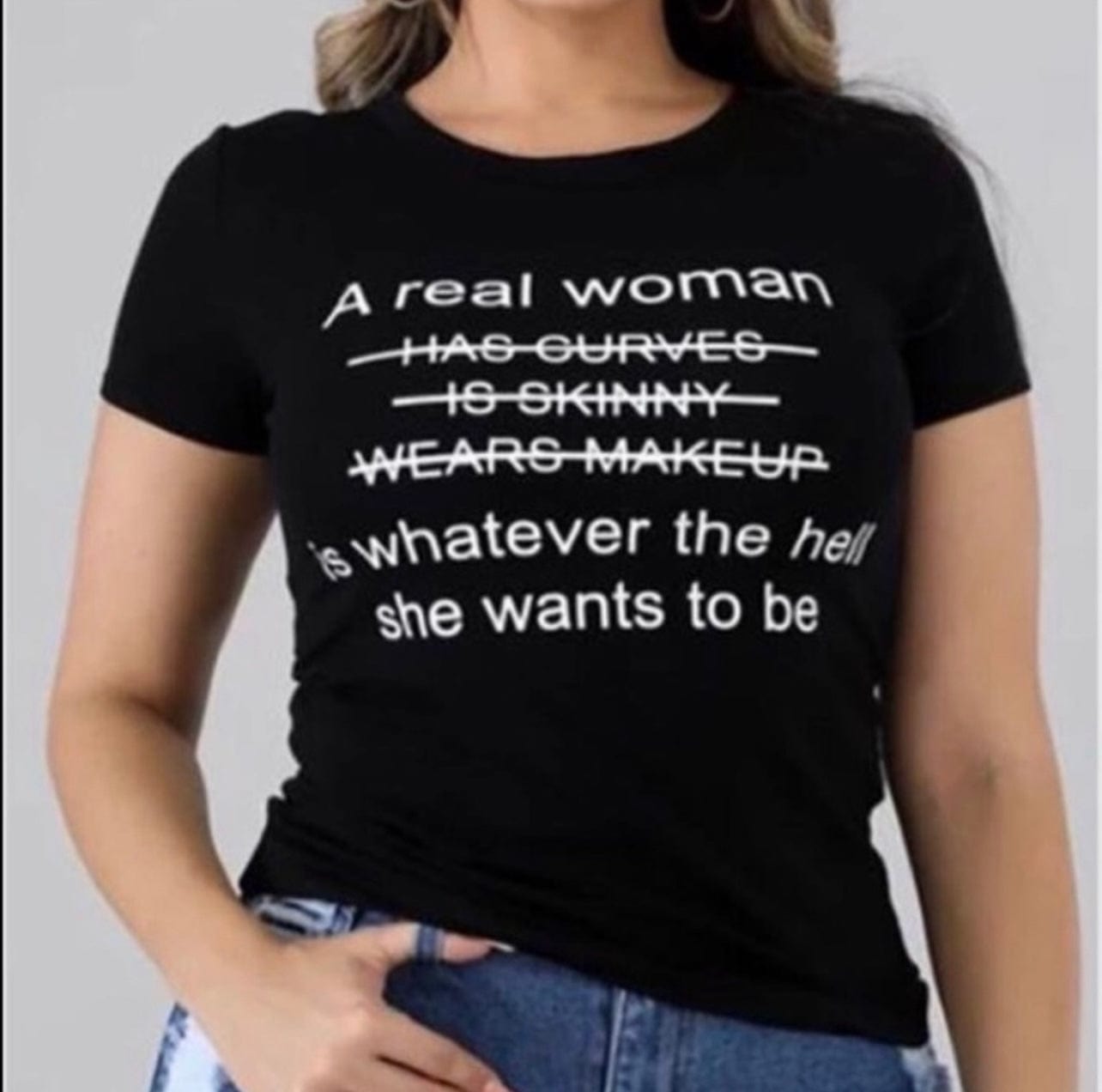 A Real Woman Tee-Black