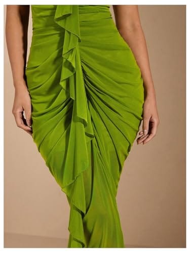 Apparel Floerns Ruffle Ruched Cami Bodycon Maxi Dress