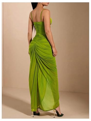 Apparel Floerns Ruffle Ruched Cami Bodycon Maxi Dress