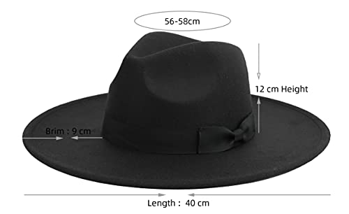 Apparel Pro Celia Big Wide Brim Women Fedora Hat (Black)