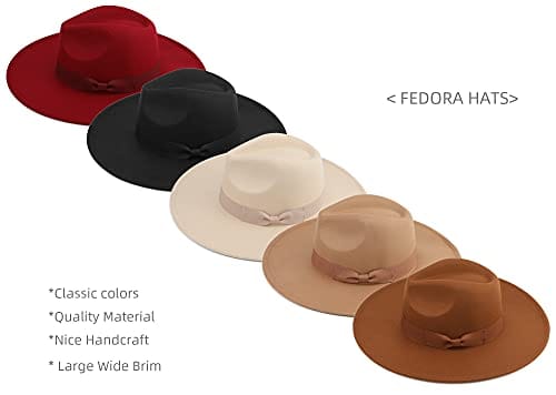 Apparel Pro Celia Big Wide Brim Women Fedora Hat (Black)