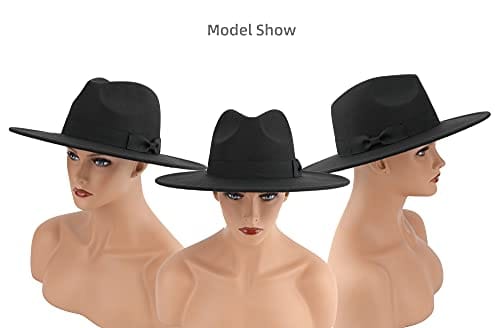 Apparel Pro Celia Big Wide Brim Women Fedora Hat (Black)