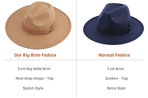 Apparel Pro Celia Big Wide Brim Women Fedora Hat (Black)