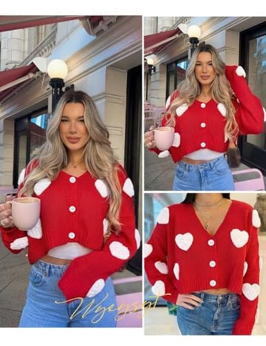 Apparel Valentines Day Cropped Cardigan Sweaters