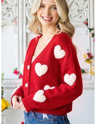 Apparel Valentines Day Cropped Cardigan Sweaters
