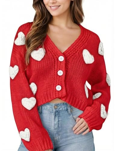 Apparel Valentines Day Cropped Cardigan Sweaters