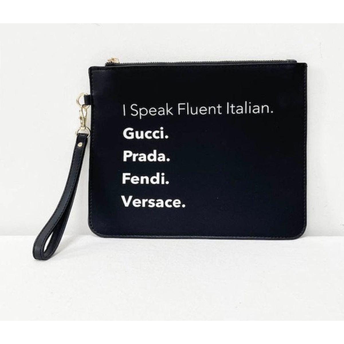 Bkack Fluent Italian Tote w/ Wristlet