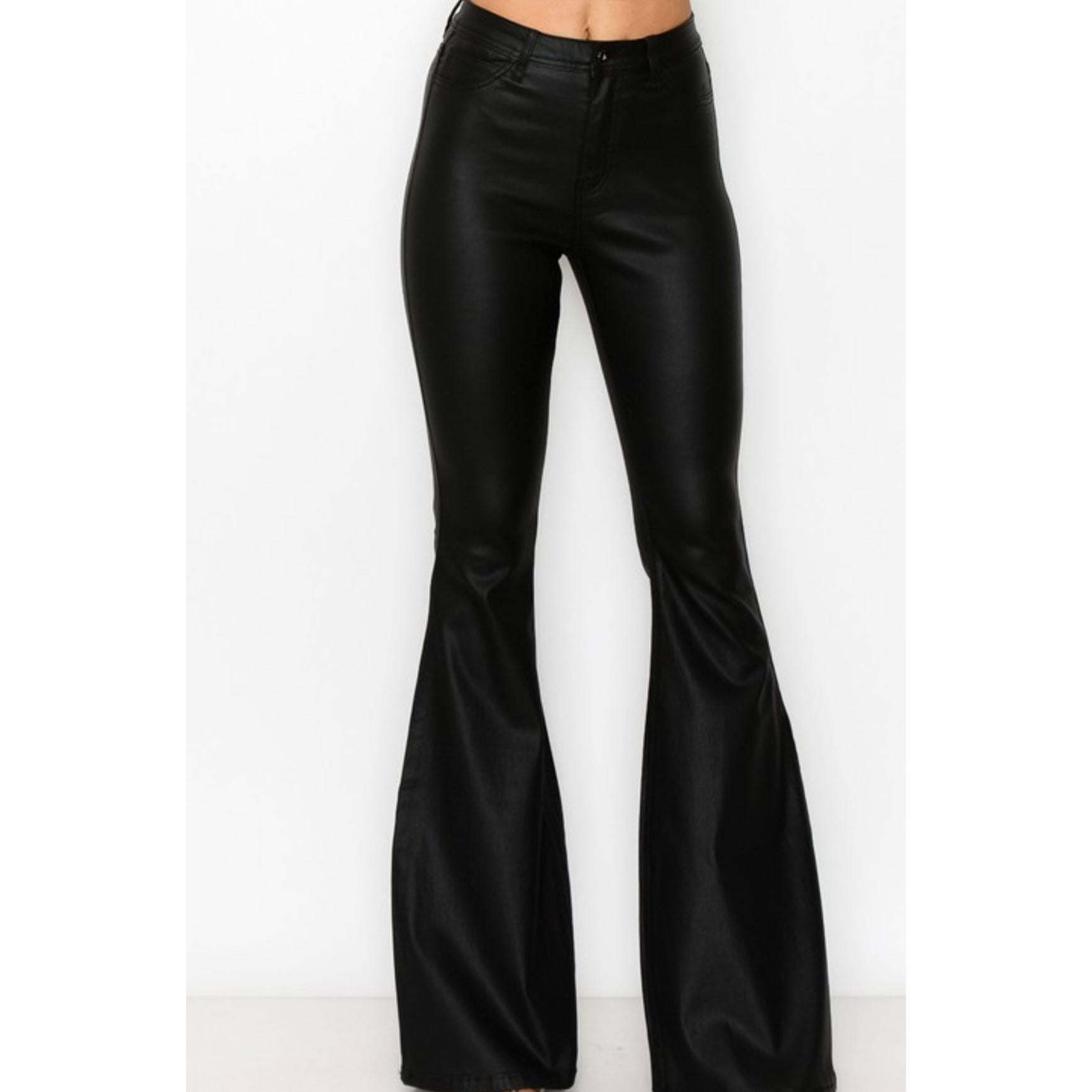 Black Coated Bell Bottom Jeans