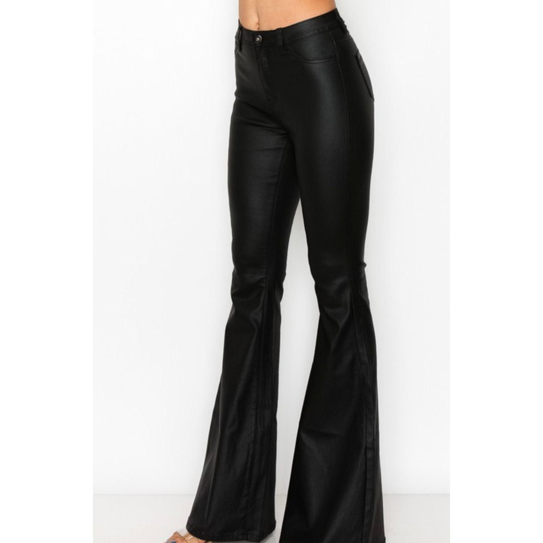 Black Coated Bell Bottom Jeans