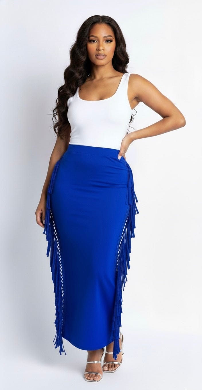 Blue Fringe Skirt