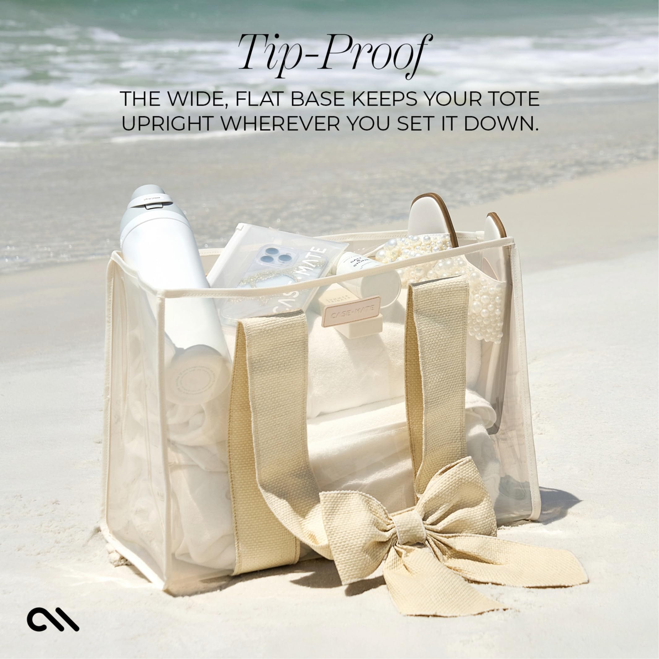 Case-Mate Tote Bag-Ecru Raffia Bow