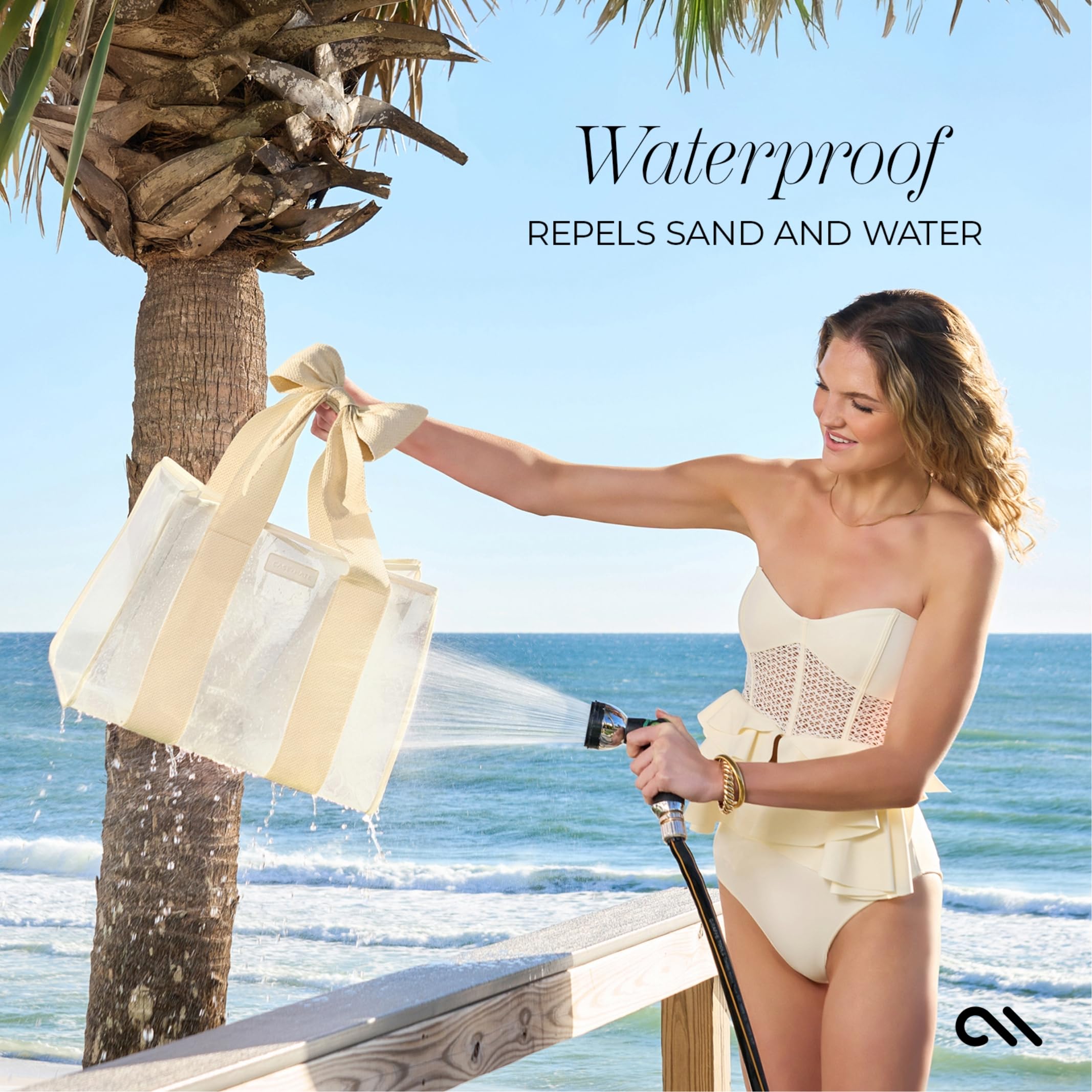 Case-Mate Tote Bag-Ecru Raffia Bow