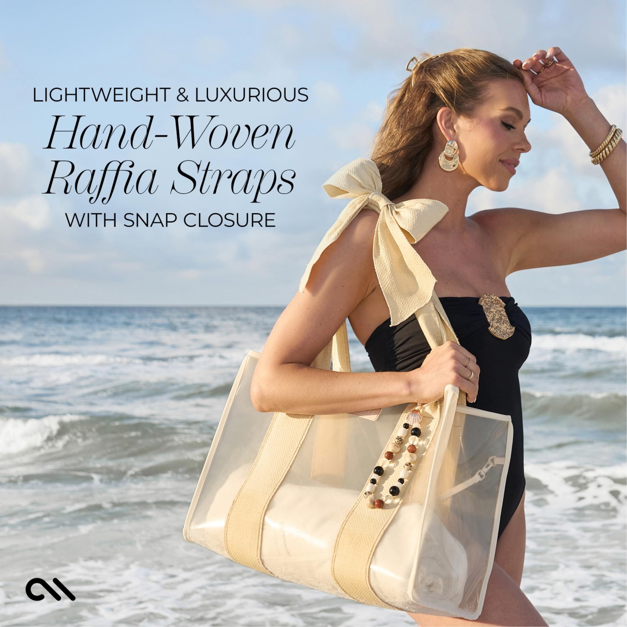 Case-Mate Tote Bag-Ecru Raffia Bow