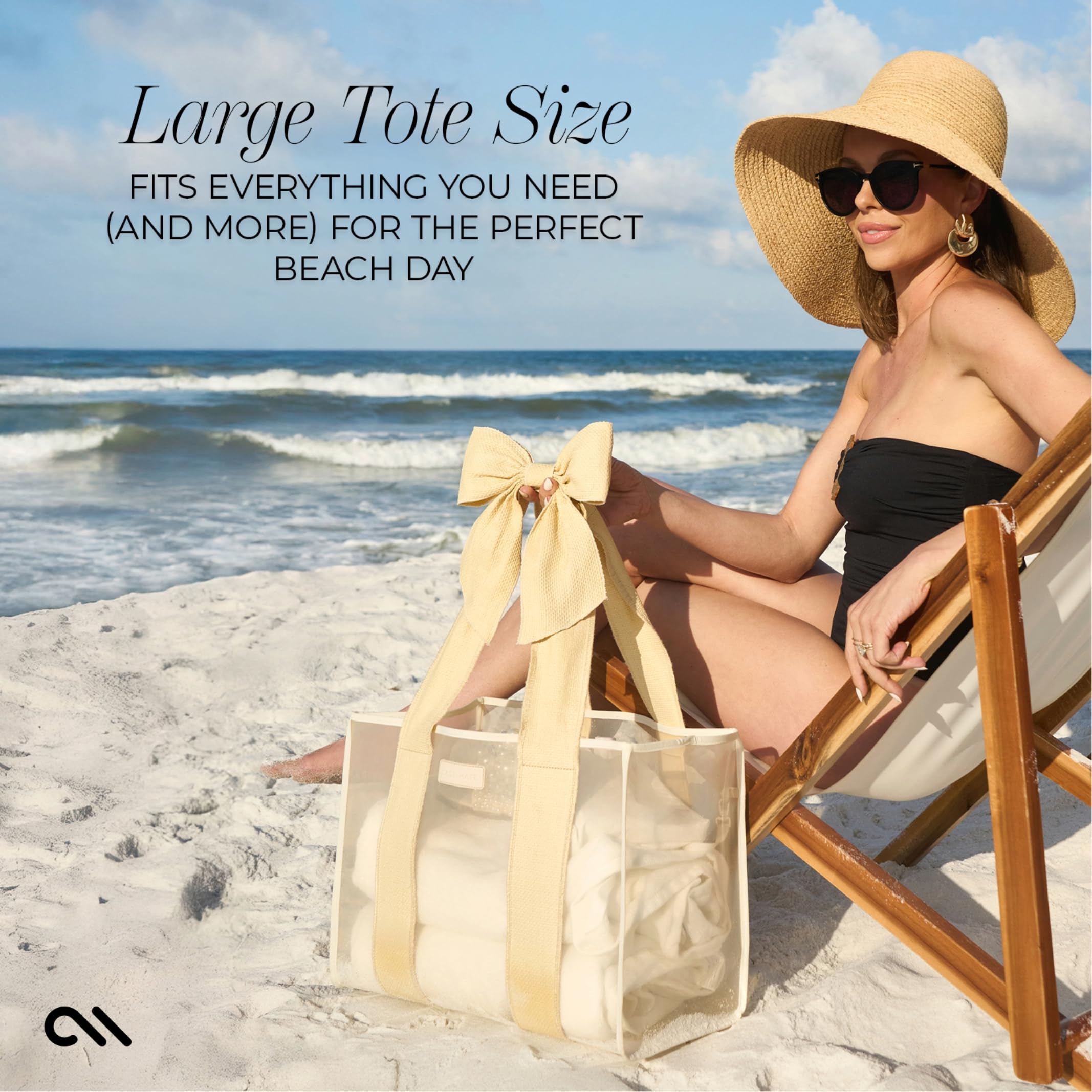 Case-Mate Tote Bag-Ecru Raffia Bow